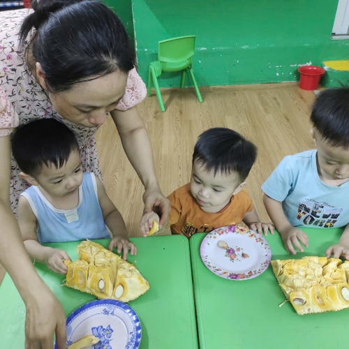 Bé khám phá quả mít